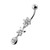 Jeweled Flower Leaf Hanging Navel Belly Bar - Clear