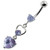 Jeweled Heart Cutout Navel Belly Piercing - Lavender