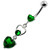 Jeweled Heart Cutout Navel Belly Piercing - Emerald