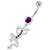 Jeweled Lizard with Frog Legs 925 Sterling Silver Navel Belly Piercing - Purple