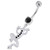 Jeweled Lizard with Frog Legs 925 Sterling Silver Navel Belly Piercing - Black