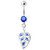 Jeweled Leaf Navel Belly Ring - Dark Blue