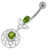Jeweled Spider Web Dangling Navel Belly Ring - Peridot
