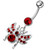 Jeweled flies Dangling Belly Ring - Red