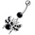 Jeweled flies Dangling Belly Ring - Black