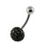 Multi Crystal Genuine CZ Belly Bar - 12mm / Black