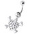 Multi Jeweled Heart Silver Navel Belly Banana - Clear