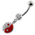 Multi Jeweled Ying Yang Navel Belly Piercing - Red