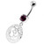 Ohm in a Floral Cut out 925 Sterling Silver Navel Bar - Purple