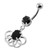 Rings around the Round Stone Navel Belly Button Piercing - Black