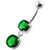 Round Jeweled Hanging Navel Belly Bar - Emerald