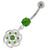 Swirl Flower Dangling Navel Belly Button Ring - Peridot
