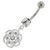 Swirl Flower Dangling Navel Belly Button Ring - Clear