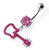 Silver Fancy GUITAR Dangling Navel Ring - Pink