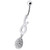 Silver Fancy Jeweled Design Dangling Cuved Navel Body Jewelry Ring - Clear