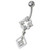 Silver Fancy Jeweled Dangling Belly Navel Ring Body Jewelry - Clear