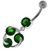 Tri Round Jeweled Swirl Sterling Silver Navel Bar - Emerald