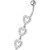 Triple Heart Dangling Fancy Multi Jeweled Curved Bar Belly Ring - Clear