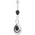Tear Drop CZ with Fusion Infinity Dangling Belly Button Ring - Black