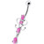 14G Fancy Dangling Green Stone Belly Ring - Pink