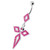4 Diamonds Silver Navel Belly Bar - Pink