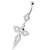 4 Diamonds Silver Navel Belly Bar - Rainbow