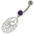 925 Sterling Silver Dancing Peacock Belly Button Ring - Purple