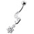 69 with flower Dangling Navel Belly bar - Clear