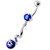 Fancy Jeweled Dangling Star SS Bar Belly Ring - Dark Blue