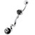Fancy Jeweled Dangling Star SS Bar Belly Ring - Black