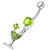 Fancy Jeweled GLASS Dangling Banana Bar Belly Ring - Peridot