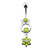 Bunny Jeweled Hanging Flower Dangling Belly Ring - Peridot