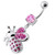 Fancy Jeweled Honey Bee Dangling Belly Ring - Pink