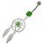 Center Jeweled Star Dream Catcher Dangling Navel Ring - Peridot