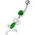Fancy Jeweled Lizard Dangling Curved Bar Belly Ring Body Jewelry - Emerald
