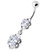 Dangling Single Jeweled Flower Navel Belly Bar - Lavender