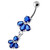 Fancy Jeweled Navel Belly Ring  - Dark Blue