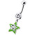 Fancy Jeweled Star Dangling Banana Bar Navel Ring - Peridot