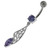 Fancy Jeweled Sterling Silver Navel Belly Bar - Lavender