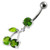 Cherry Jeweled Fancy Silver Dangling Belly Ring With SS Bar - Peridot