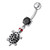 Fancy Jeweled Turtle Dangling Belly Ring - black