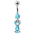Fancy Bunny Jeweled Dangling Banana Bar Navel Ring - Aqua