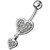 Fancy Loop Heart Silver Dangling Belly Ring With SS Banana Bar - Clear