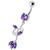 Fancy Multi Colored Jeweled Dangling Navel Belly Button Ring - Purple