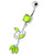Fancy Multi Colored Jeweled Dangling Navel Belly Button Ring - Peridot