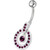 Fancy Multi Colored Round Shape Jeweled Dangling Banana Bar Belly Ring - Purple