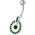 Fancy Multi Colored Round Shape Jeweled Dangling Banana Bar Belly Ring - Emerald