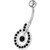 Fancy Multi Colored Round Shape Jeweled Dangling Banana Bar Belly Ring - black