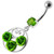 Fancy Multi Jeweled  ROSES Dangling Banana Bar Belly Ring - Peridot