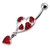 Heart Fancy Dangling Steel Banana Belly Ring - Red